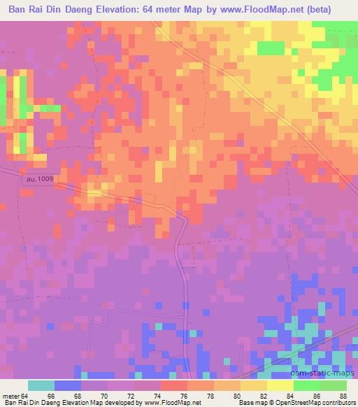 Ban Rai Din Daeng,Thailand Elevation Map