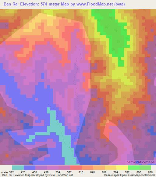 Ban Rai,Thailand Elevation Map