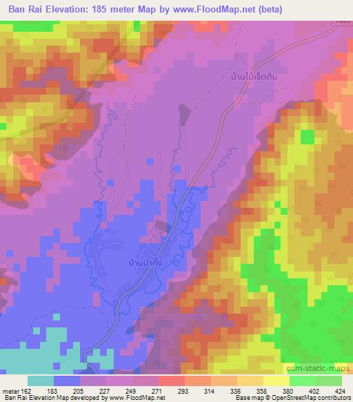 Ban Rai,Thailand Elevation Map