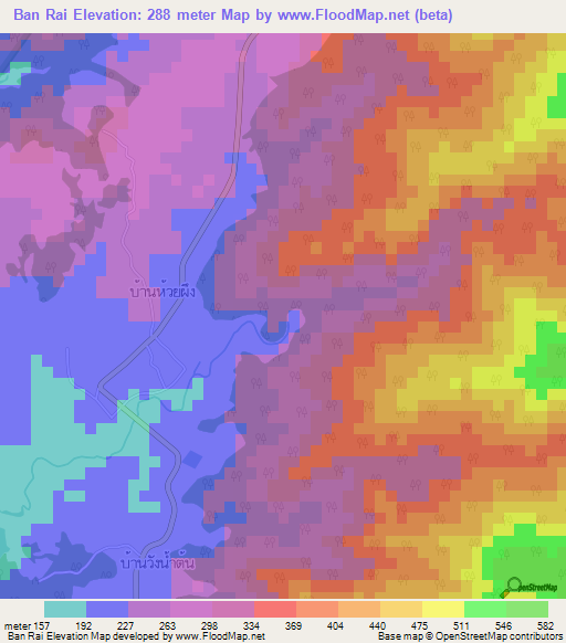 Ban Rai,Thailand Elevation Map
