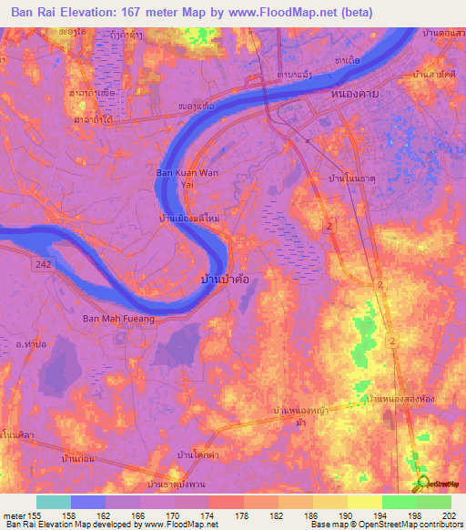 Ban Rai,Thailand Elevation Map