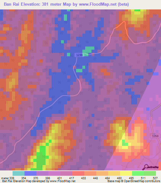 Ban Rai,Thailand Elevation Map