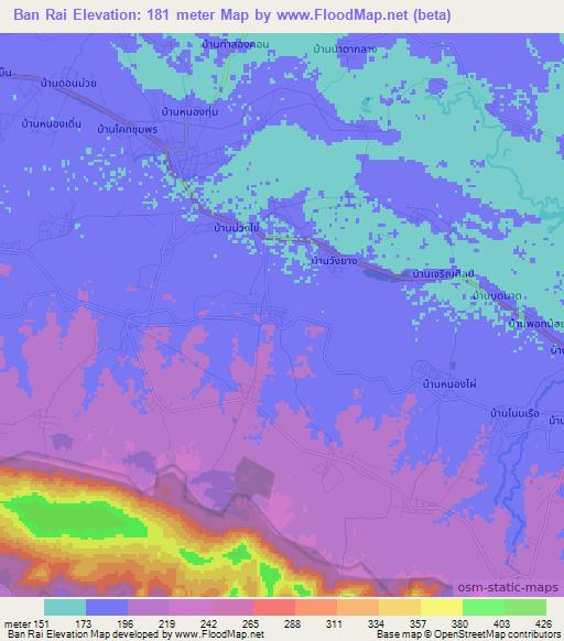 Ban Rai,Thailand Elevation Map