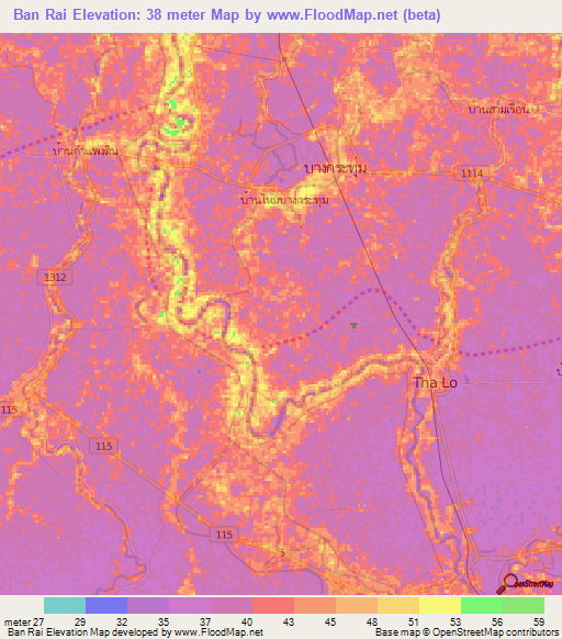 Ban Rai,Thailand Elevation Map