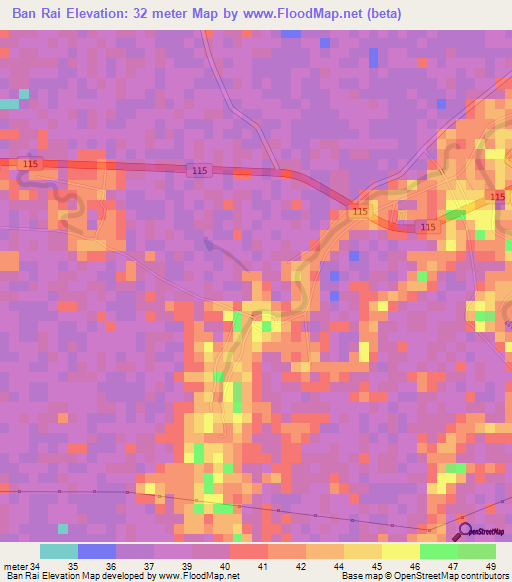 Ban Rai,Thailand Elevation Map