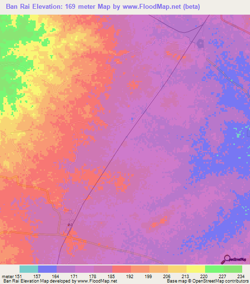 Ban Rai,Thailand Elevation Map