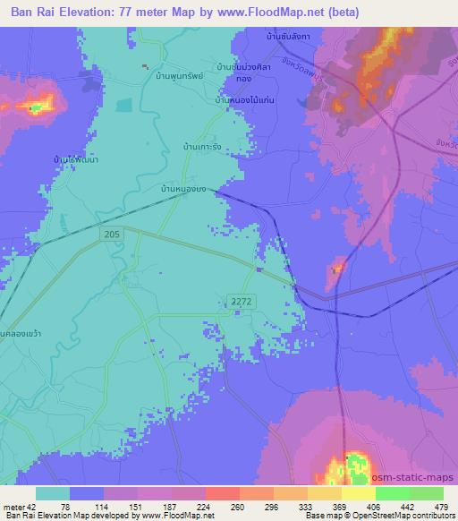 Ban Rai,Thailand Elevation Map