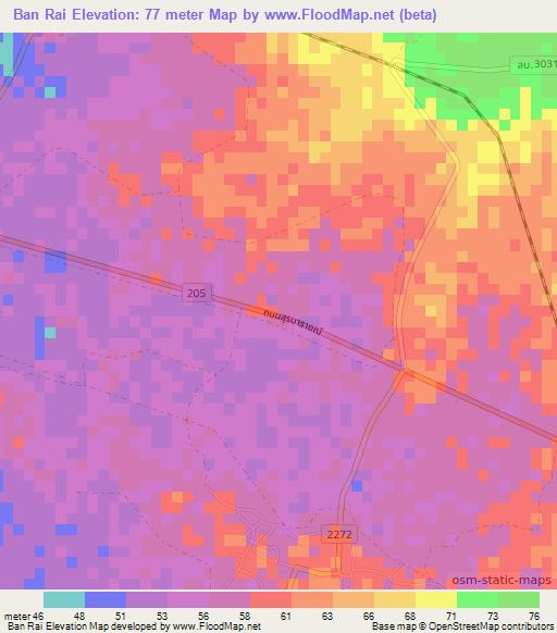Ban Rai,Thailand Elevation Map