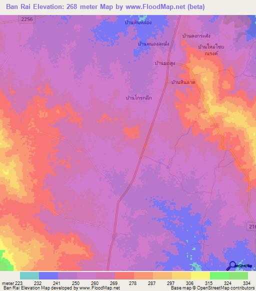 Ban Rai,Thailand Elevation Map