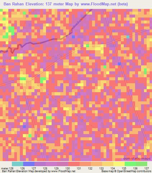 Ban Rahan,Thailand Elevation Map