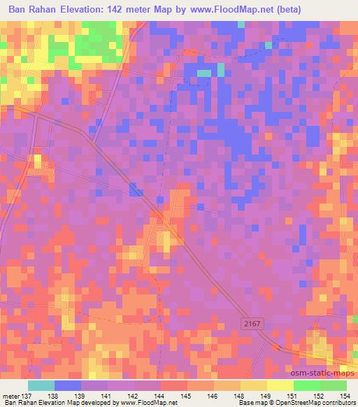 Ban Rahan,Thailand Elevation Map