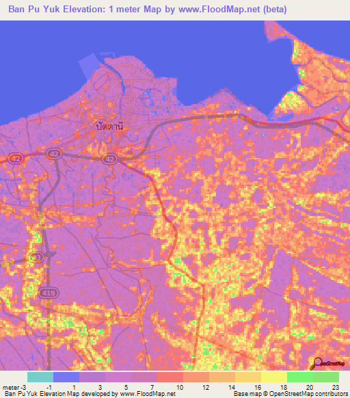 Ban Pu Yuk,Thailand Elevation Map