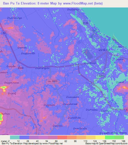 Ban Pu Ta,Thailand Elevation Map