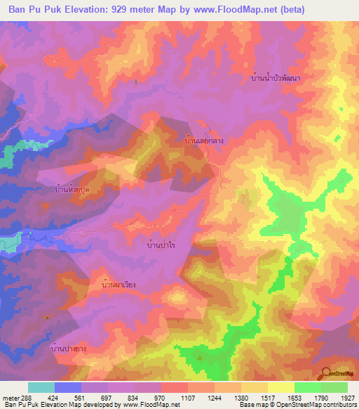 Ban Pu Puk,Thailand Elevation Map