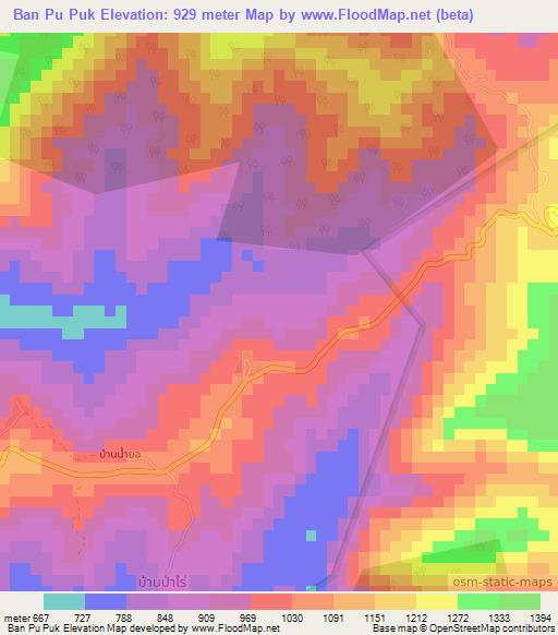Ban Pu Puk,Thailand Elevation Map
