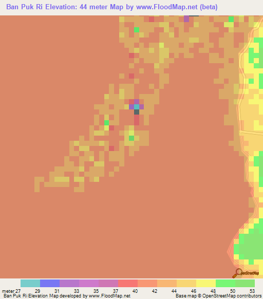 Ban Puk Ri,Thailand Elevation Map