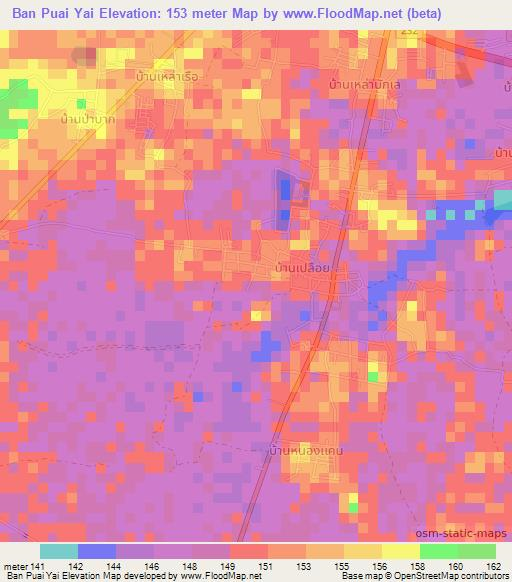Ban Puai Yai,Thailand Elevation Map