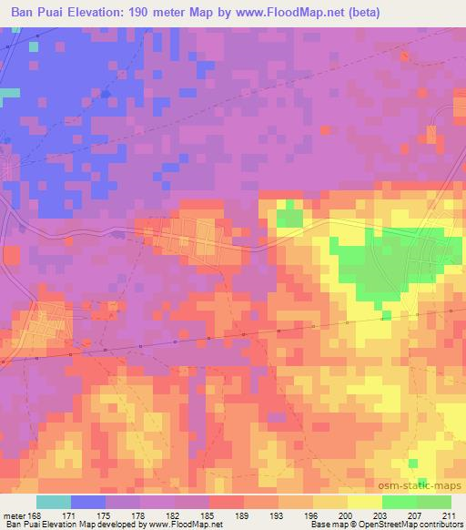 Ban Puai,Thailand Elevation Map