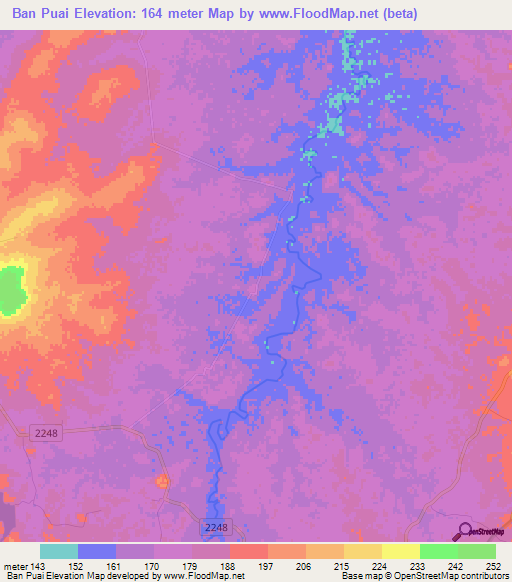 Ban Puai,Thailand Elevation Map
