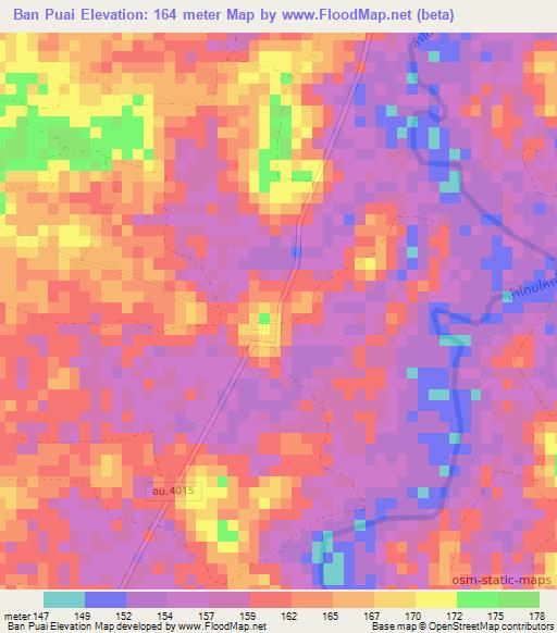 Ban Puai,Thailand Elevation Map
