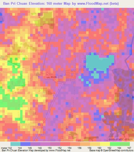 Ban Pri Chuan,Thailand Elevation Map