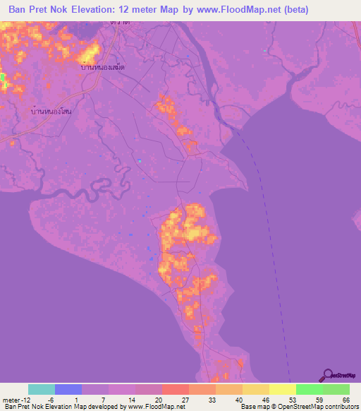 Ban Pret Nok,Thailand Elevation Map