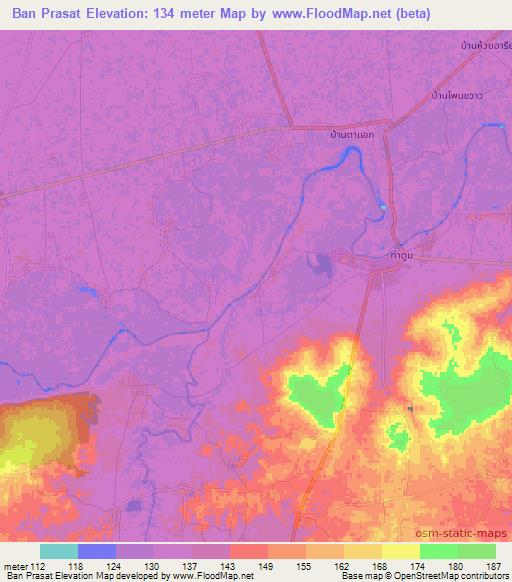 Ban Prasat,Thailand Elevation Map