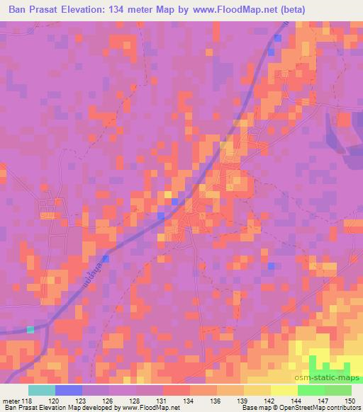 Ban Prasat,Thailand Elevation Map