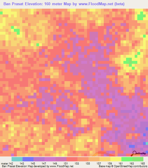 Ban Prasat,Thailand Elevation Map