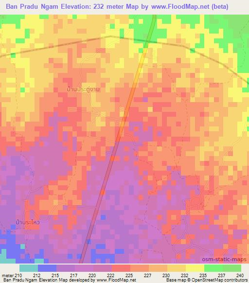 Ban Pradu Ngam,Thailand Elevation Map