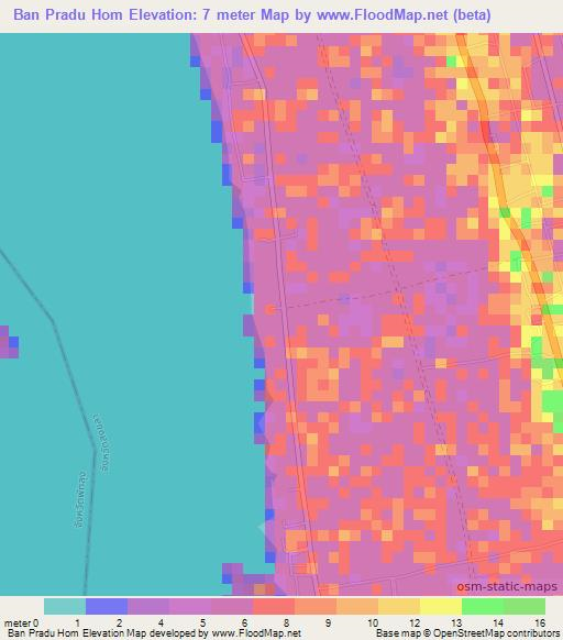 Ban Pradu Hom,Thailand Elevation Map