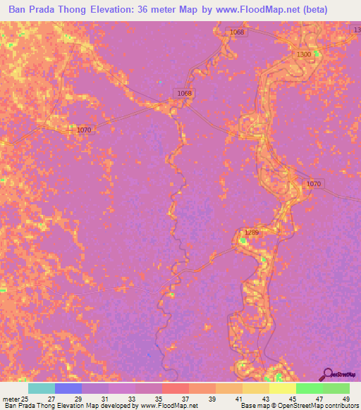 Ban Prada Thong,Thailand Elevation Map