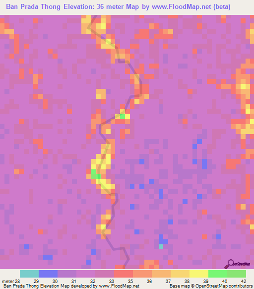 Ban Prada Thong,Thailand Elevation Map