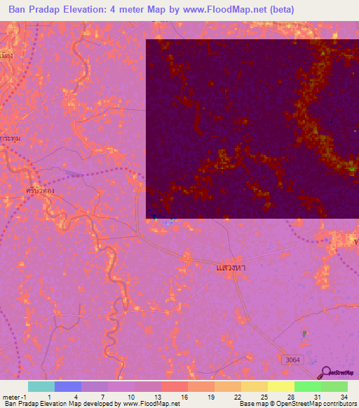 Ban Pradap,Thailand Elevation Map