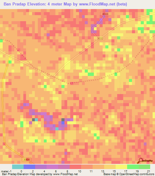 Ban Pradap,Thailand Elevation Map