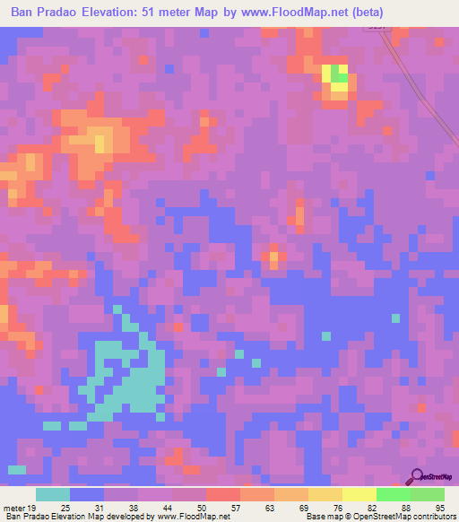 Ban Pradao,Thailand Elevation Map