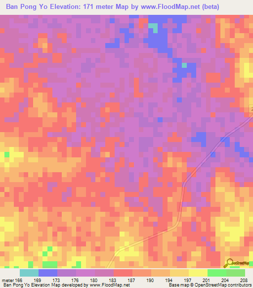 Ban Pong Yo,Thailand Elevation Map