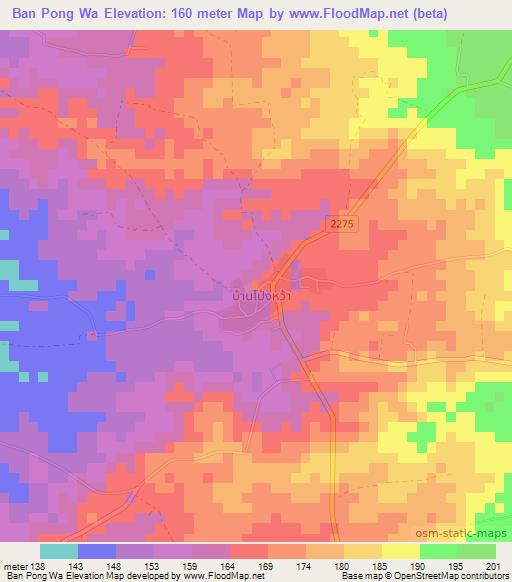 Ban Pong Wa,Thailand Elevation Map