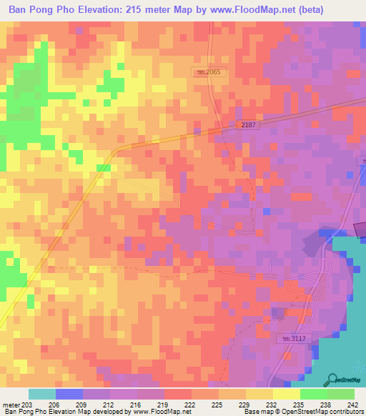 Ban Pong Pho,Thailand Elevation Map