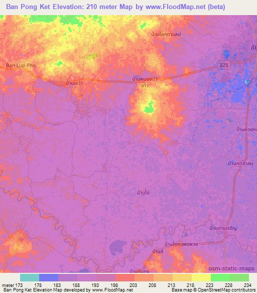 Ban Pong Ket,Thailand Elevation Map