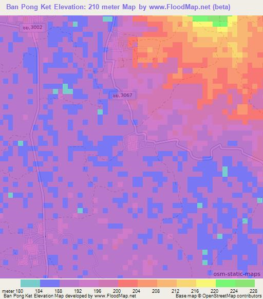 Ban Pong Ket,Thailand Elevation Map