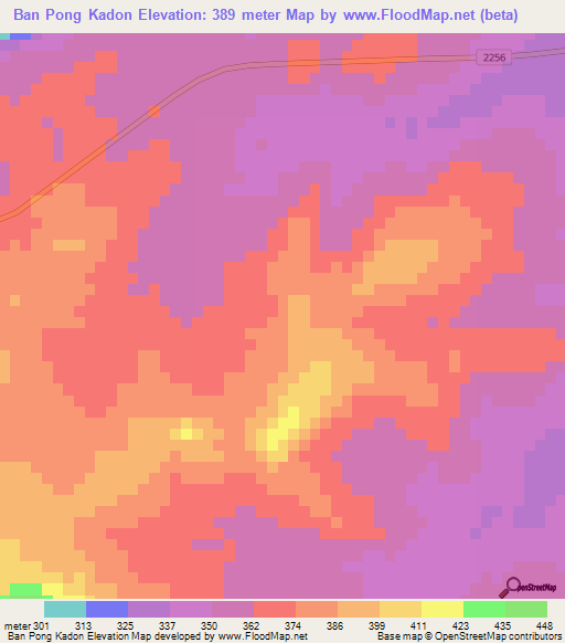 Ban Pong Kadon,Thailand Elevation Map