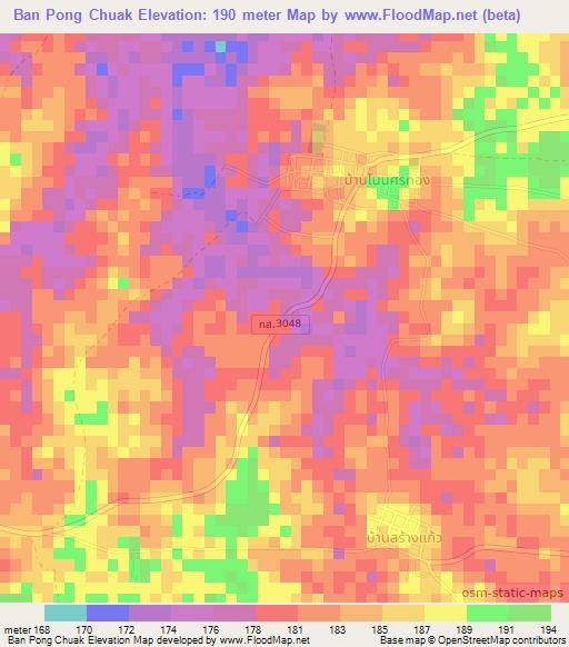Ban Pong Chuak,Thailand Elevation Map