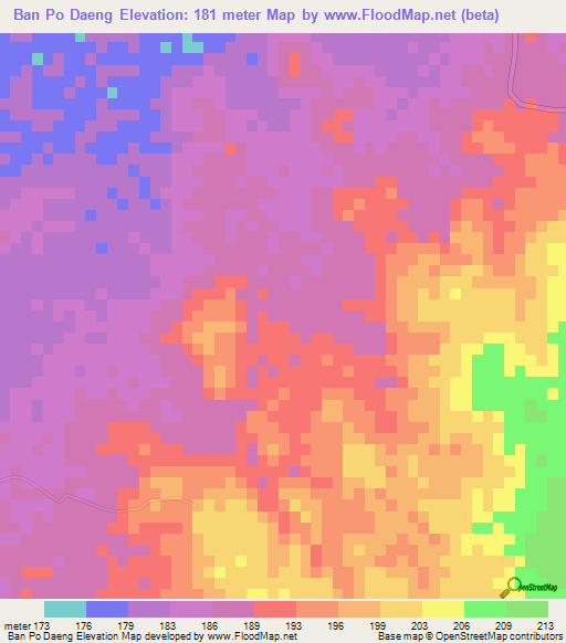 Ban Po Daeng,Thailand Elevation Map