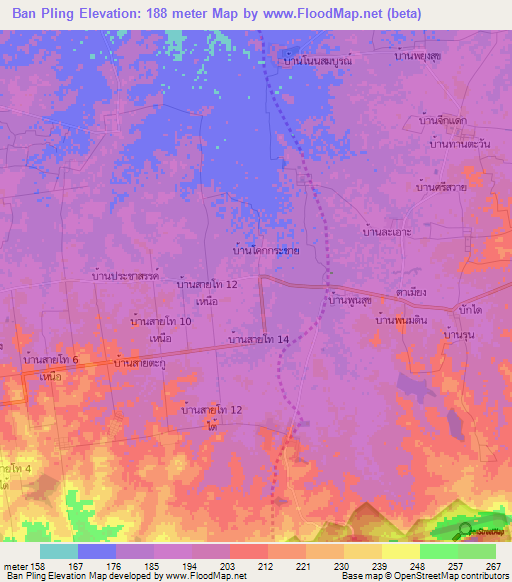 Ban Pling,Thailand Elevation Map