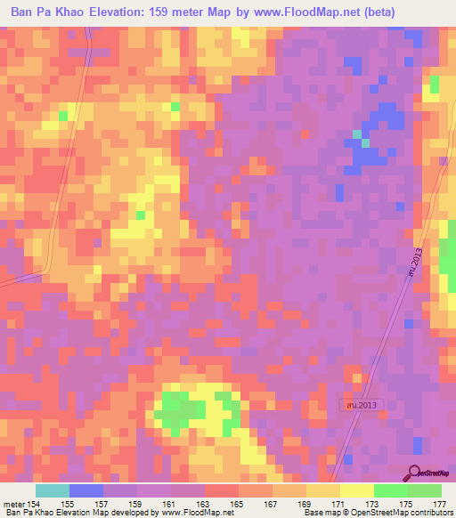 Ban Pa Khao,Thailand Elevation Map
