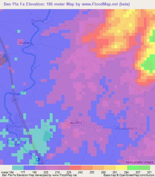 Ban Pla Fa,Thailand Elevation Map