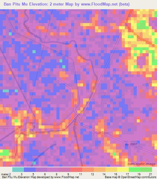 Ban Pitu Mu,Thailand Elevation Map