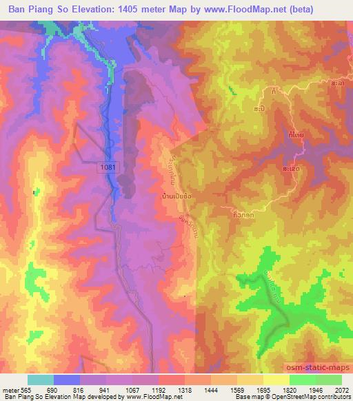 Ban Piang So,Thailand Elevation Map