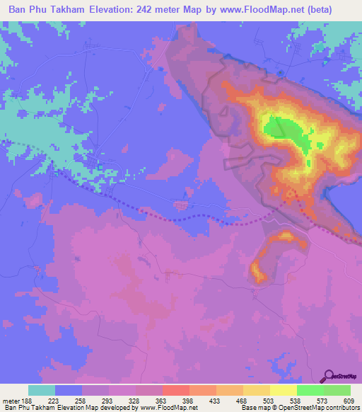 Ban Phu Takham,Thailand Elevation Map